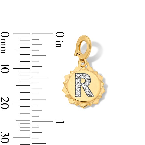 1/15 CT. T.w. Pavé Lab-Grown Diamond Initial “R” Star Frame Necklace Charm in 10K Gold (F/Vs2)