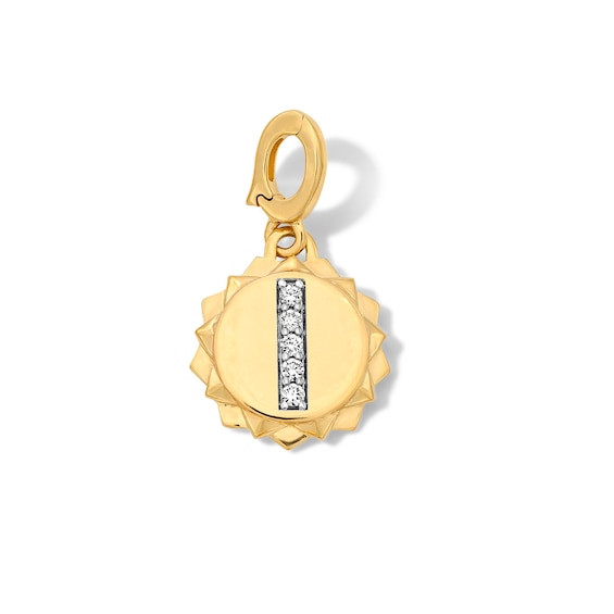1/20 CT. T.w. Pavé Certified Lab-Grown Diamond Initial “I” Star Frame Necklace Charm in 10K Gold (F/Vs2)