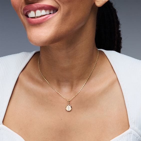 1/20 CT. T.w. Pavé Certified Lab-Grown Diamond Initial “I” Star Frame Necklace Charm in 10K Gold (F/Vs2)