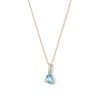 Thumbnail Image 1 of Pear-Shaped Swiss Blue Topaz and Lab-Grown Diamond-Accent Pendant in 10K Gold