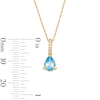 Thumbnail Image 3 of Pear-Shaped Swiss Blue Topaz and Lab-Grown Diamond-Accent Pendant in 10K Gold