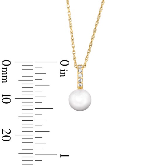 6.0mm Freshwater Cultured Pearl and Lab-Grown Diamond-Accent Pendant in 10K Gold