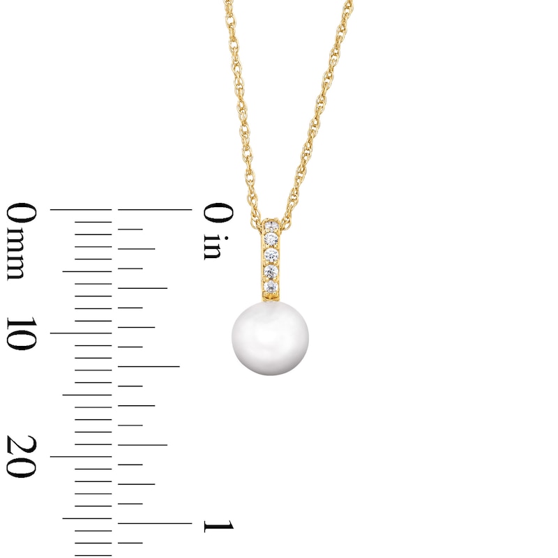 Main Image 3 of 6.0mm Freshwater Cultured Pearl and Lab-Grown Diamond-Accent Pendant in 10K Gold