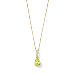 Pear-Shaped Peridot and Lab-Grown Diamond-Accent Pendant in 10K Gold