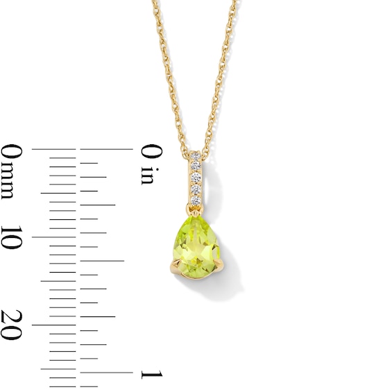 Pear-Shaped Peridot and Lab-Grown Diamond-Accent Pendant in 10K Gold