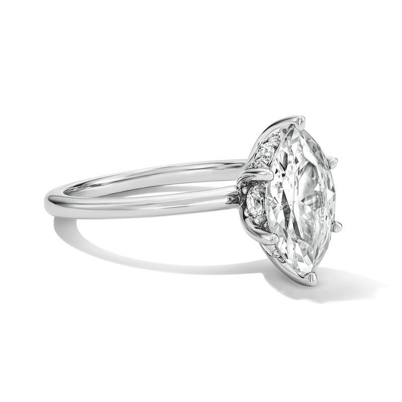Main Image 4 of 1-3/4 CT. T.W. Marquise-Cut Certified Lab-Grown Diamond Hidden Frame Engagement Ring in 14K White Gold (F/VS2)