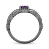 Thumbnail Image 3 of Enchanted Disney Villains Ursula Amethyst, Onxy and 1/20 CT. T.W. Black Diamond Ring in Black-Plated Sterling Silver