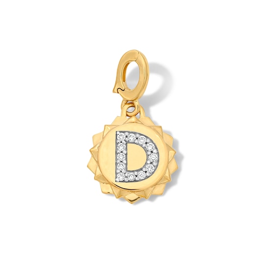 1/15 CT. T.w. Pavé Lab-Grown Diamond Initial “D” Star Frame Necklace Charm in 10K Gold (F/Vs2)