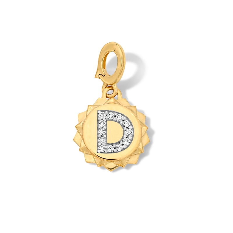 Main Image 1 of 1/15 CT. T.W. Pavé Lab-Grown Diamond Initial “D” Star Frame Necklace Charm in 10K Gold (F/VS2)