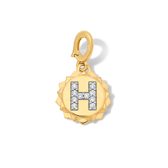 1/15 CT. T.w. Pavé Certified Lab-Grown Diamond Initial “H” Star Frame Necklace Charm in 10K Gold (F/Vs2)