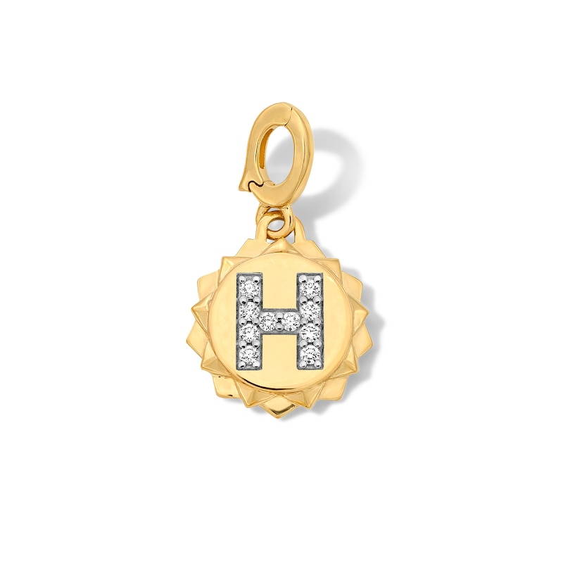 Main Image 1 of 1/15 CT. T.W. Pavé Lab-Grown Diamond Initial “H” Star Frame Necklace Charm in 10K Gold (F/VS2)