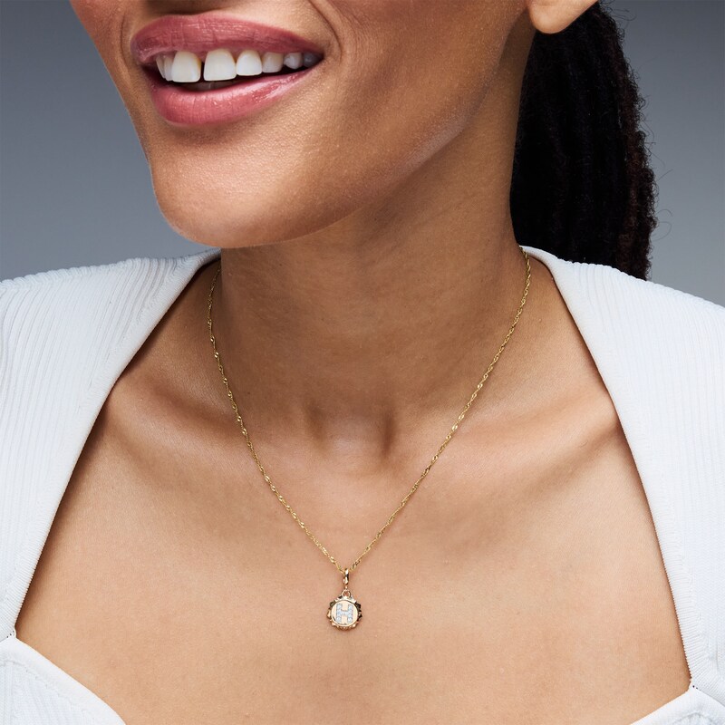 Main Image 2 of 1/15 CT. T.W. Pavé Lab-Grown Diamond Initial “H” Star Frame Necklace Charm in 10K Gold (F/VS2)