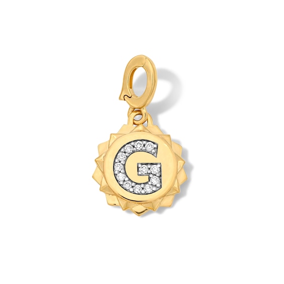 1/15 CT. T.w. Pavé Lab-Grown Diamond Initial “G” Star Frame Necklace Charm in 10K Gold (F/Vs2)