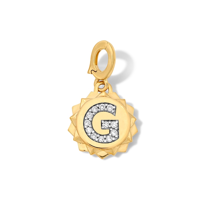 Main Image 1 of 1/15 CT. T.W. Pavé Lab-Grown Diamond Initial “G” Star Frame Necklace Charm in 10K Gold (F/VS2)