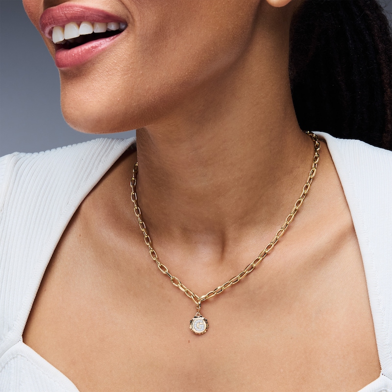 Main Image 2 of 1/15 CT. T.W. Pavé Lab-Grown Diamond Initial “G” Star Frame Necklace Charm in 10K Gold (F/VS2)