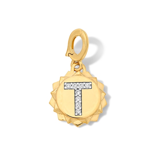 1/20 CT. T.w. Pavé Certified Lab-Grown Diamond Initial “T” Star Frame Necklace Charm in 10K Gold (F/Vs2)