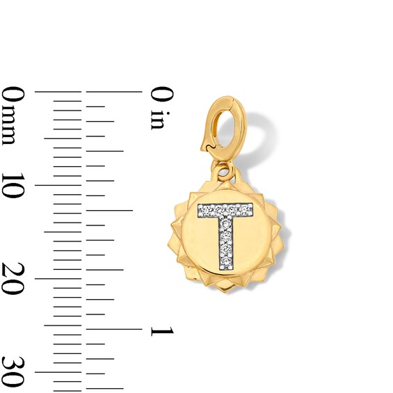 1/20 CT. T.w. Pavé Lab-Grown Diamond Initial “T” Star Frame Necklace Charm in 10K Gold (F/Vs2)