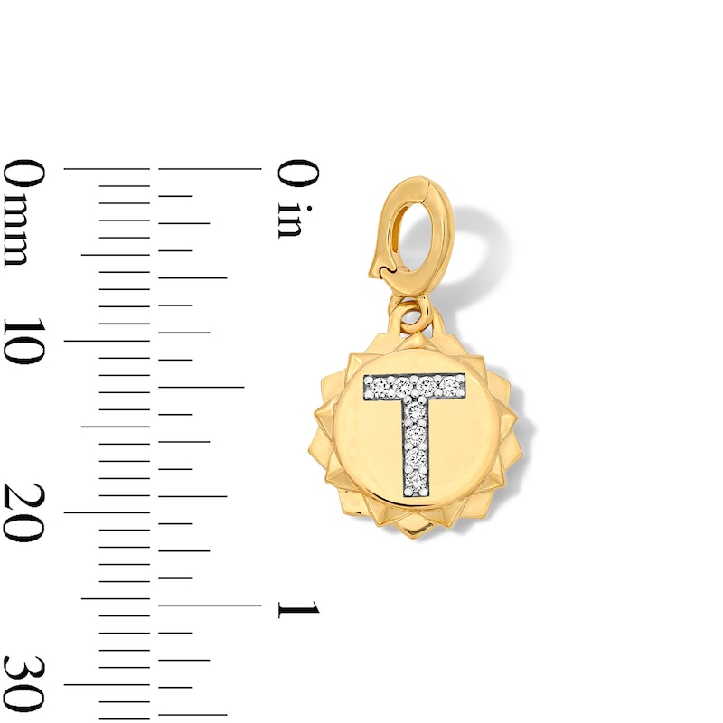 Main Image 3 of 1/20 CT. T.W. Pavé Lab-Grown Diamond Initial “T” Star Frame Necklace Charm in 10K Gold (F/VS2)