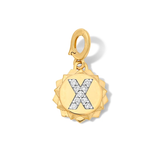 1/15 CT. T.w. Pavé Certified Lab-Grown Diamond Initial “X” Star Frame Necklace Charm in 10K Gold (F/Vs2)