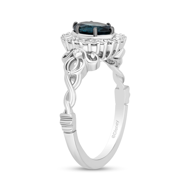 Main Image 2 of Enchanted Disney Cinderella Oval London Blue Topaz and 1/5 CT. T.W. Diamond Frame Ring in Sterling Silver