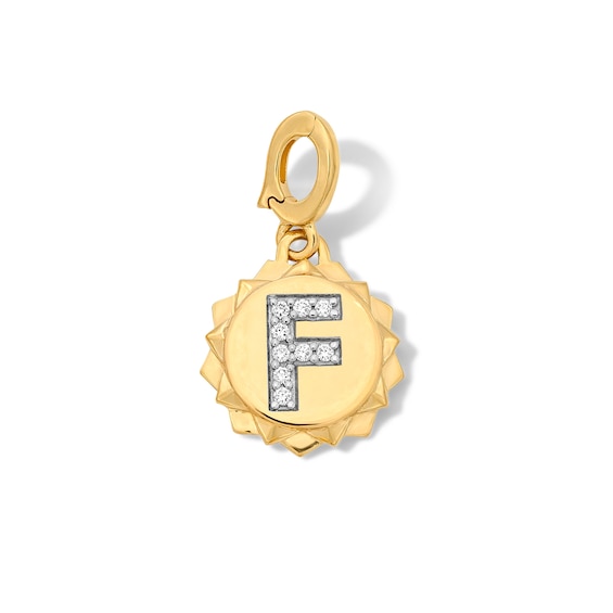 1/20 CT. T.w. Pavé Certified Lab-Grown Diamond Initial “F” Star Frame Necklace Charm in 10K Gold (F/Vs2)