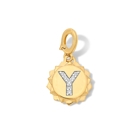 1/20 CT. T.w. Pavé Certified Lab-Grown Diamond Initial “Y” Star Frame Necklace Charm in 10K Gold (F/Vs2)