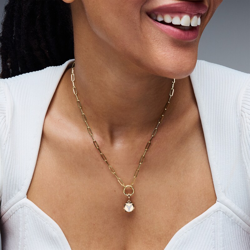 Main Image 2 of 1/20 CT. T.W. Pavé Lab-Grown Diamond Initial “Y” Star Frame Necklace Charm in 10K Gold (F/VS2)