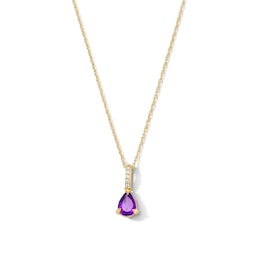 Pear-Shaped Amethyst and Lab-Grown Diamond-Accent Pendant in 10K Gold