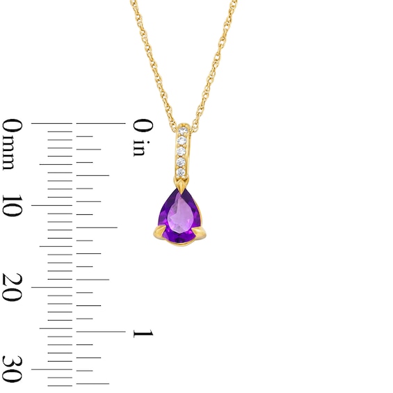 Pear-Shaped Amethyst and Lab-Grown Diamond-Accent Pendant in 10K Gold