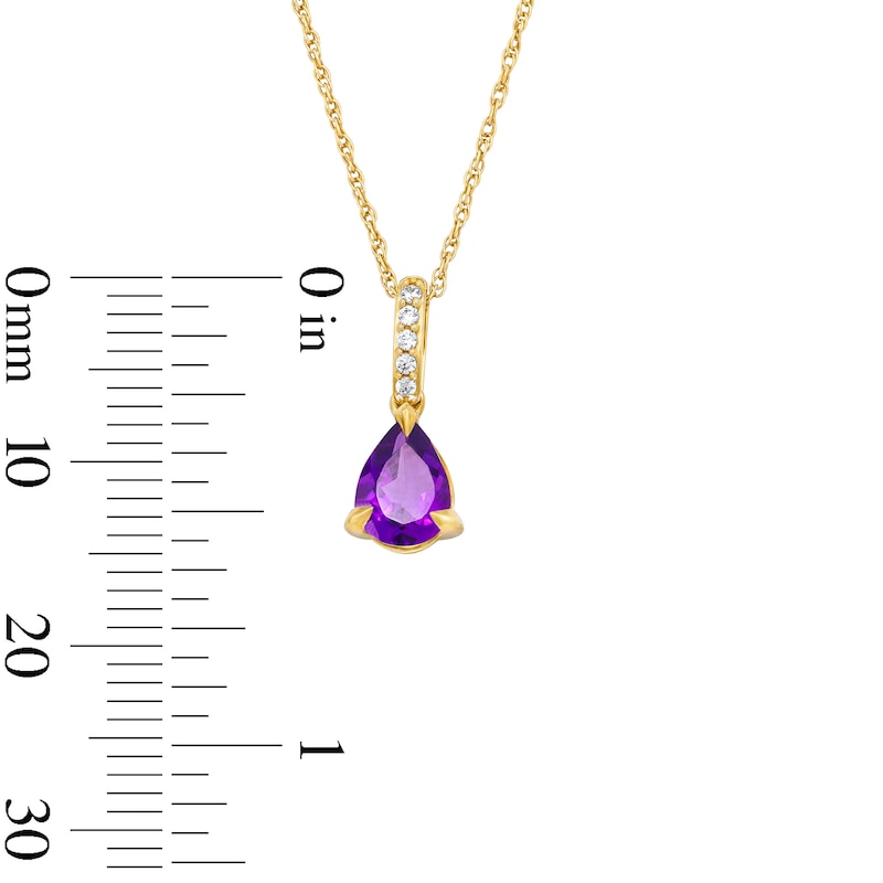 Main Image 3 of Pear-Shaped Amethyst and Lab-Grown Diamond-Accent Pendant in 10K Gold