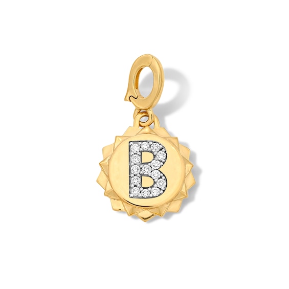 1/10 CT. T.w. Pavé Certified Lab-Grown Diamond Initial “B” Star Frame Necklace Charm in 10K Gold (F/Vs2)