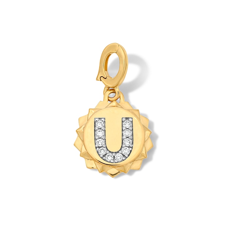 Main Image 1 of 1/15 CT. T.W. Pavé Lab-Grown Diamond Initial “U” Star Frame Necklace Charm in 10K Gold (F/VS2)