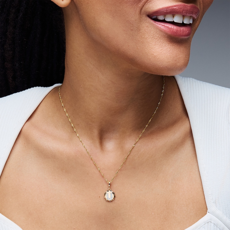 Main Image 2 of 1/15 CT. T.W. Pavé Lab-Grown Diamond Initial “U” Star Frame Necklace Charm in 10K Gold (F/VS2)