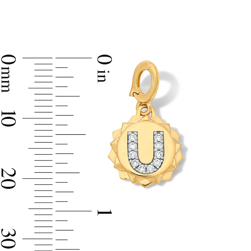 Main Image 3 of 1/15 CT. T.W. Pavé Lab-Grown Diamond Initial “U” Star Frame Necklace Charm in 10K Gold (F/VS2)