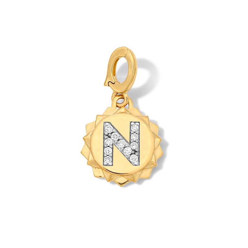 Main Image 1 of 1/15 CT. T.W. Pavé Lab-Grown Diamond Initial “N” Star Frame Necklace Charm in 10K Gold (F/VS2)
