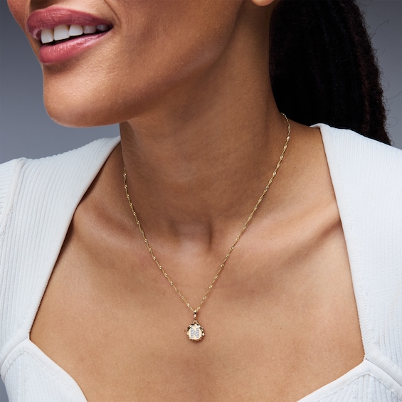 1/15 CT. T.w. Pavé Certified Lab-Grown Diamond Initial “N” Star Frame Necklace Charm in 10K Gold (F/Vs2)