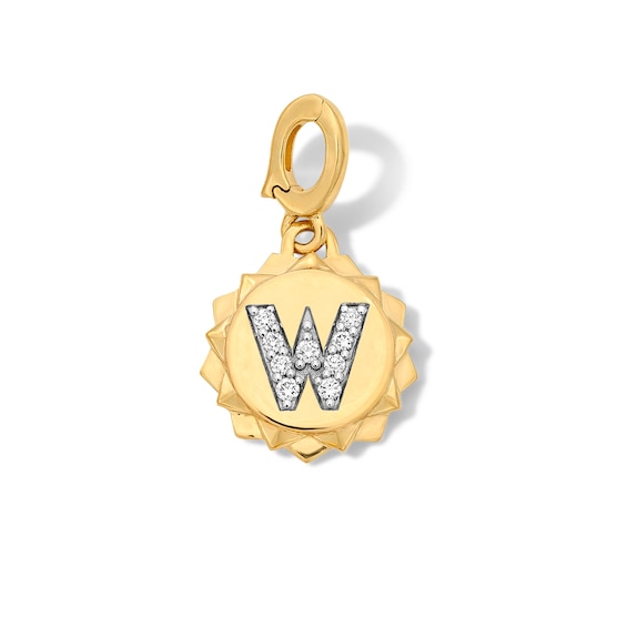 1/15 CT. T.w. Pavé Certified Lab-Grown Diamond Initial “W” Star Frame Necklace Charm in 10K Gold (F/Vs2)