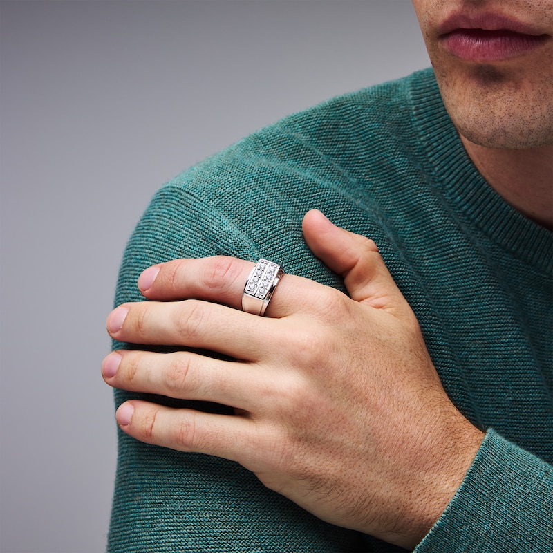 Main Image 2 of 1 CT. T.W. Lab-Grown Diamond Double-Row Ring in Sterling Silver (F/SI2)