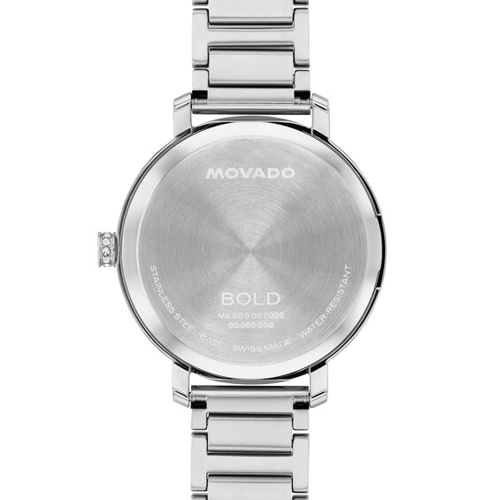 Ladies' Movado Bold® Evolution 2.0 Analog Watch with Silver-Tone Dial and Crystal Bezel (Model: 3601277)