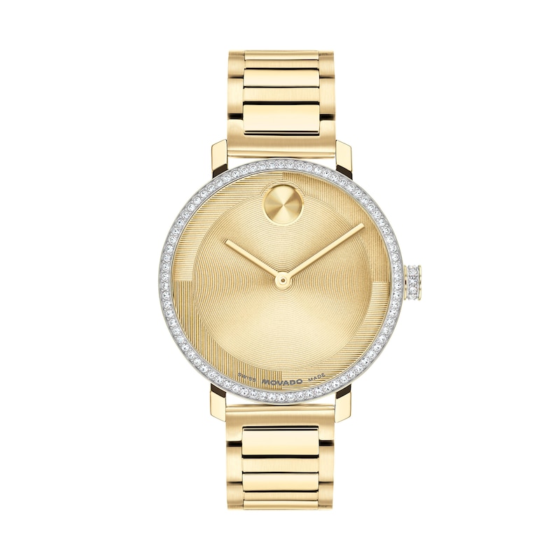 Main Image 1 of Ladies' Movado Bold® Evolution 2.0 Analog Watch with Gold-Tone Dial and Crystal Bezel (Model: 3601225)