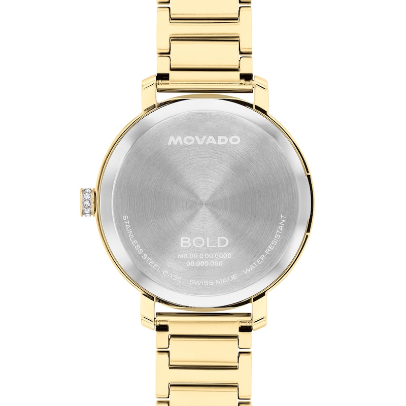 Main Image 3 of Ladies' Movado Bold® Evolution 2.0 Analog Watch with Gold-Tone Dial and Crystal Bezel (Model: 3601225)