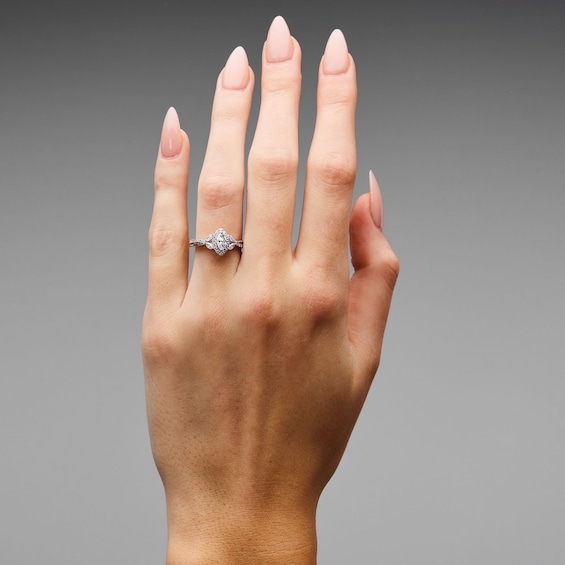 3/4 CT. T.w. Certified Marquise-Cut Lab-Grown Diamond Frame Engagement Ring in Sterling Silver (F/Vs2)