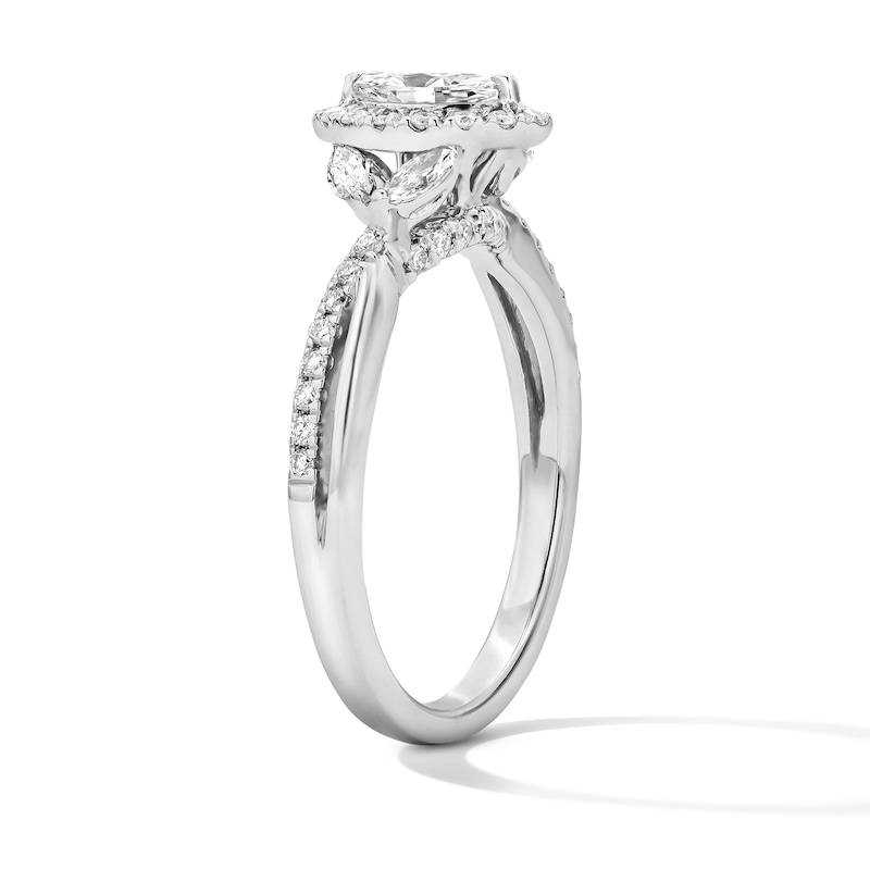 Main Image 3 of 3/4 CT. T.W. Certified Marquise-Cut Lab-Grown Diamond Frame Engagement Ring in Sterling Silver (F/VS2)