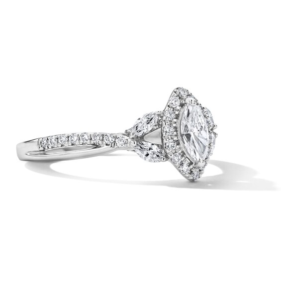 3/4 CT. T.w. Certified Marquise-Cut Lab-Grown Diamond Frame Engagement Ring in Sterling Silver (F/Vs2)