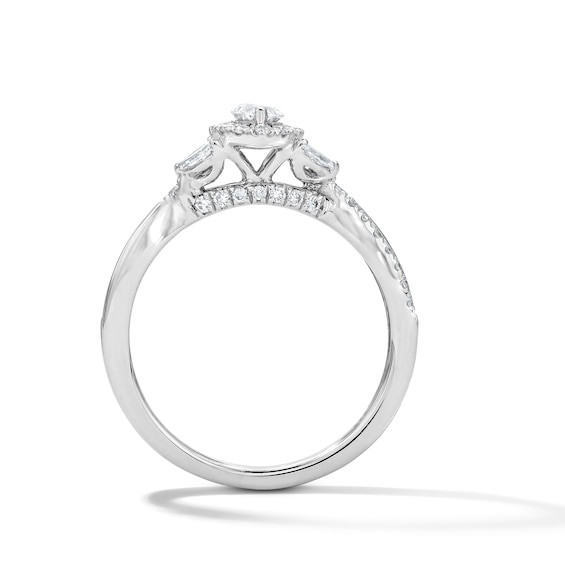 3/4 CT. T.w. Certified Marquise-Cut Lab-Grown Diamond Frame Engagement Ring in Sterling Silver (F/Vs2)