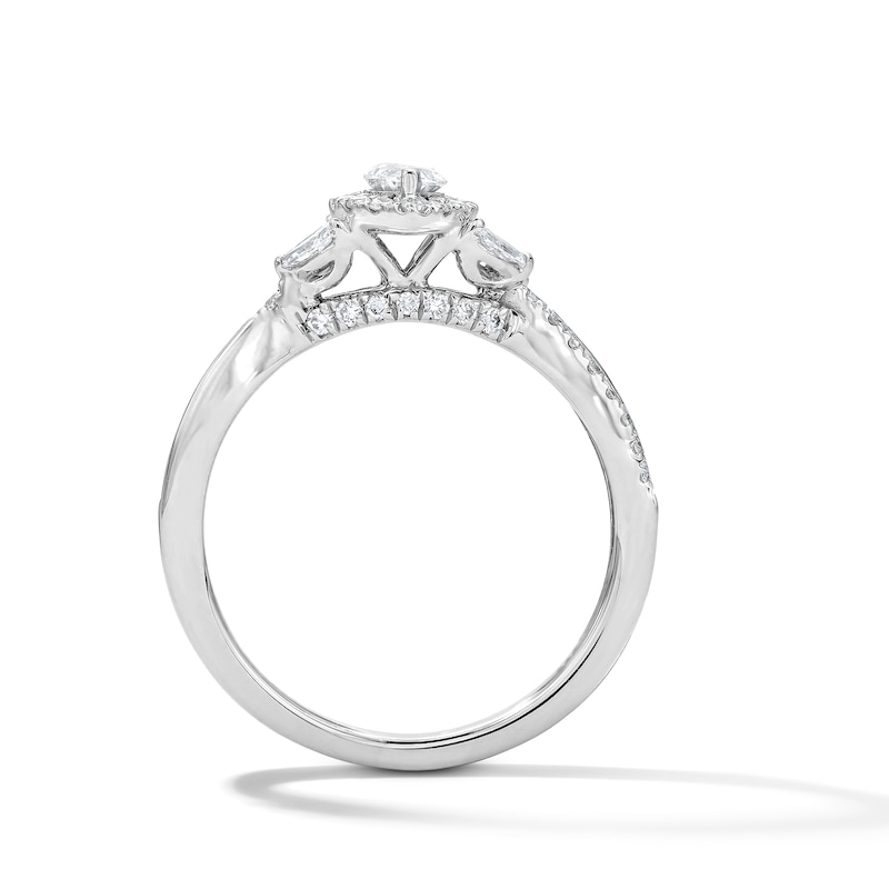 Main Image 5 of 3/4 CT. T.W. Certified Marquise-Cut Lab-Grown Diamond Frame Engagement Ring in Sterling Silver (F/VS2)