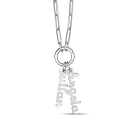 Two-Nameplate Paper Clip Chain Circle Link Necklace (2 Names)