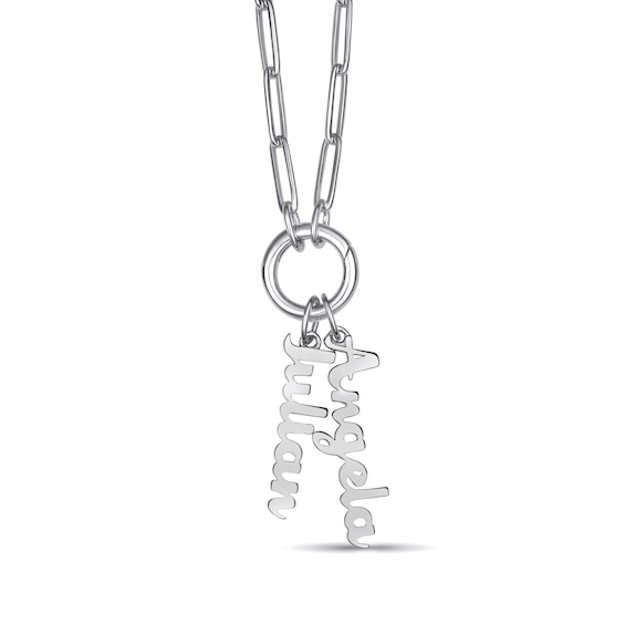 Two-Nameplate Paper Clip Chain Circle Link Necklace (2 Names)