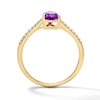 Thumbnail Image 3 of Pear-Shaped Amethyst and 1/10 CT. T.W. Lab-Grown Diamond Ring in 10K Gold