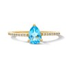 Thumbnail Image 1 of Pear-Shaped Swiss Blue Topaz and 1/10 CT. T.W. Lab-Grown Diamond Ring in 10K Gold